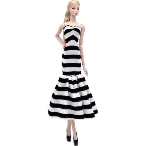 NK Doll Dress Modern Clothes Black & white striped Fashion skirt Mini Shirt For Barbie Doll Accessories Toy Girl Gift 277A 6X