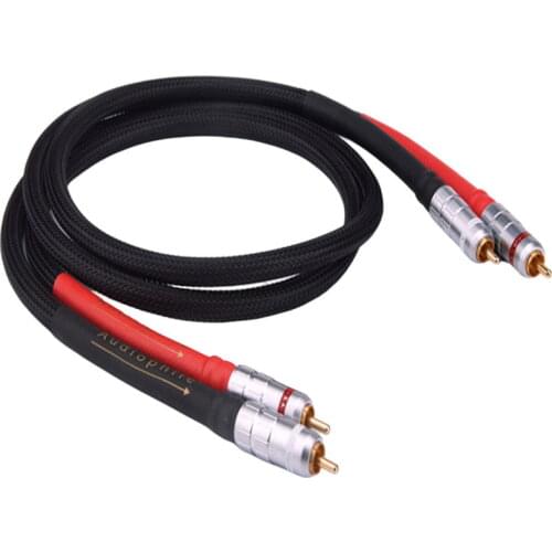 QINCROWN HIFI OCC Silver Plated Single Crystal Copper RCA Jack Male to Male Cable Audio Cables Wire Line