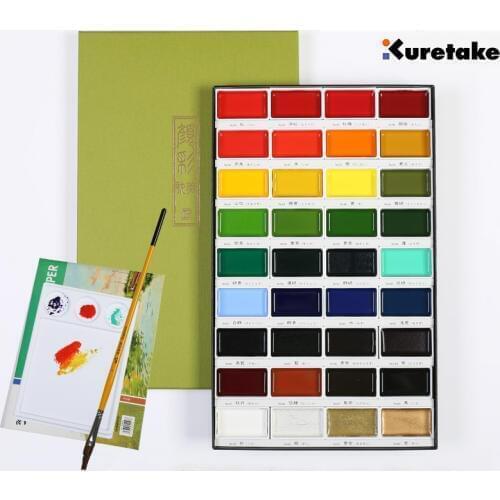 Kuretake soluble solid watercolor paint 36 colors for choose pigment art supplies candy box