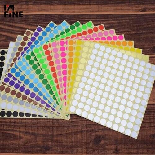 6mm 8mm 10mm 13mm 16mm 19mm 25mm Round Dot Color Label Self Adhesive Dot Sticker Office School Suppliers