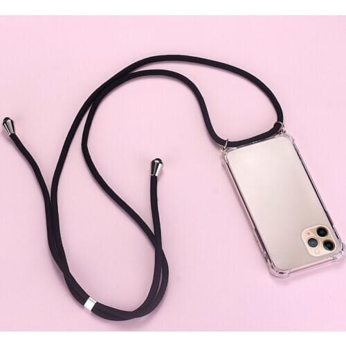 Luxury Cute Lanyard Silicone Phone Case For iPhone 12 Mini 11 Pro Max SE XSmax XR XS X 8 7 6 Plus Ultra-thin Necklace Rope Cover