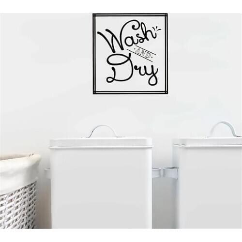 Wash And Dry Laundry Room Wall Sticker Waterproof Remocable Vinyl Wall Decal ph406