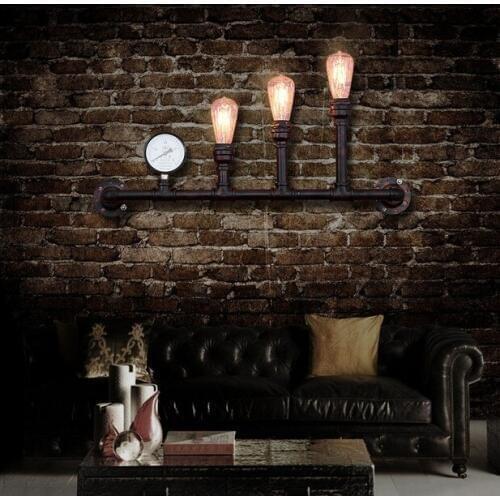 Loft Style Industrial Water Pipe Lamp Iron Vintage Wall Light For Home Antique Bedside Edison Wall Sconce Indoor Lighting