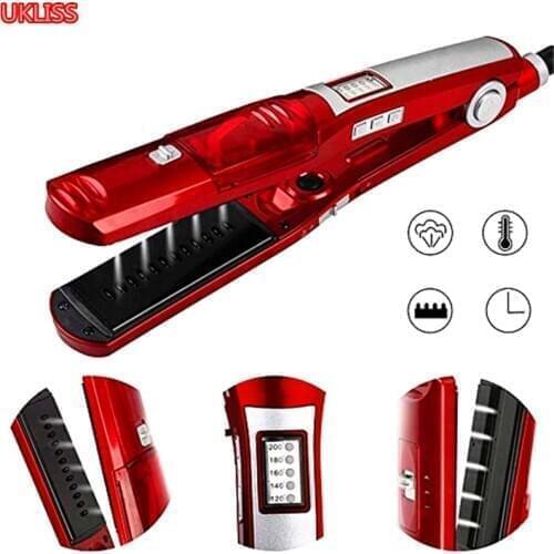 Steam Straightener LCD Display Ceramic Flat Iron Hair Straightening Straighteners Professional Hair Salon Steam Styler