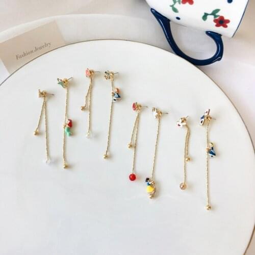 S925 Needle mermaid Escape Princess Sweet Fairy Fresh Cute Alice Long Earrings for women