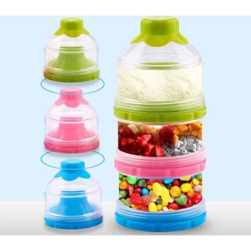 3-Layers Baby Milk Powder Container Travel Non-Spill Stackable Formula Milk Storage Dispenser