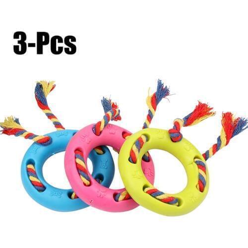 3PCS Dog Toys Interactive Bite Resistant Colorful Rope Dog Teething Toys Dog Play Toys