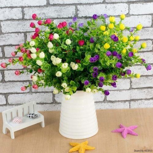 30Heads Artificial Plastic Branch Flower Wedding Home Decor Garden Artificial Plants Fake Plastic Grass Foliage Plant Tree