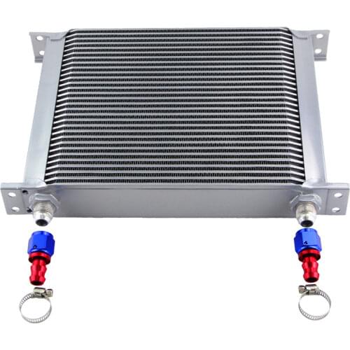 30 Row 8AN Universal Engine Oil Cooler 3/4"UNF16 + 2pcs AN8 Straight Fittings