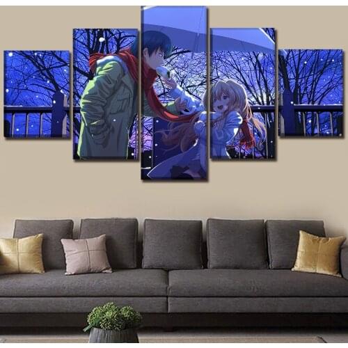 5 Panel Toradora Japan Anime Canvas Posters Modular Wall Art Modern Pictures HD Paintings Home Decor Living Room Decoration