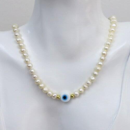 5 Pcs Bead charms Necklace Freshwater Pearls Strand Necklace Strand Necklace Eyes Charms Jewelry Necklace Gift 90019