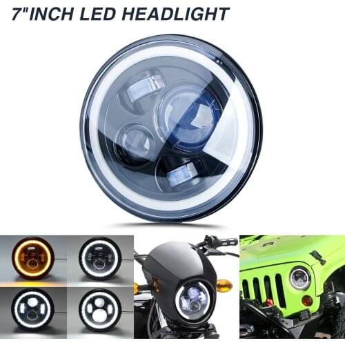 7 inch LED Headlight Angel Eyes For Harley-Davidson Honda Yamaha Motorcycle
