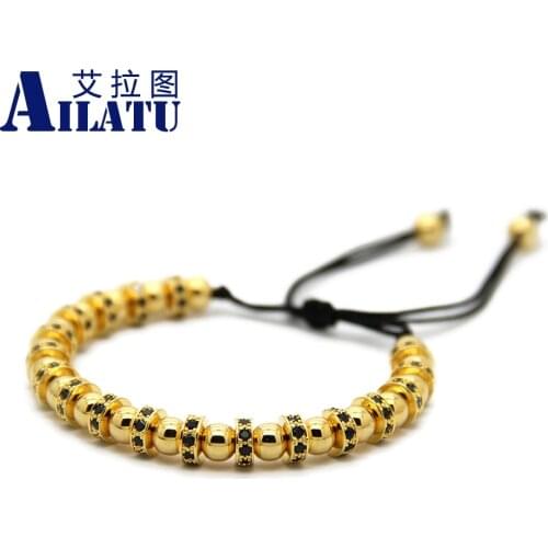 Ailatu Men & Girl New Fashion Jewelry, Weaving Fastness Micro Pave Cubic Zirconia Wheel Braided Macrame Bracelets
