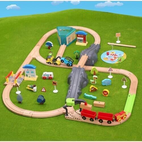 Hospital rescue transport track set compatible with wooden train track and electric car children puzzle track car toy track set