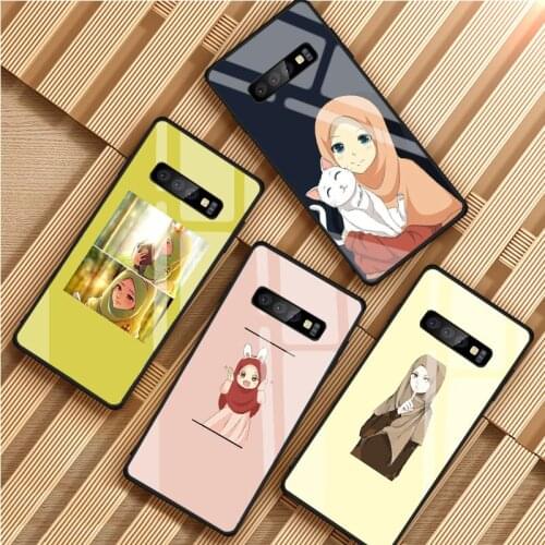 Islamic Girl Tempered Glass Phone Case For Samsung Galaxy S8 S9 S10 S20 PLUS J8 J6 J4 2018 NOTE 8 9 10 Cover Shell