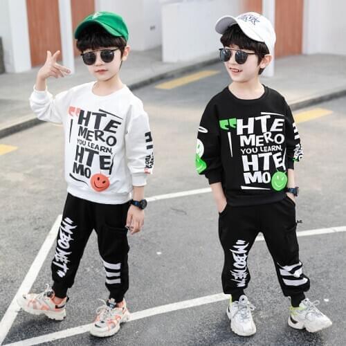 Teenage Children Spring Autumn Baby Boys Fashion Korean O-Neck Sports Suit Valentine Day Outfit 2 4 6 8 10 Year for Kids Clothes