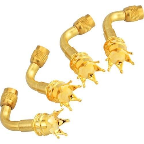 ESPEEDER4pcs 45/90/135 Degree Angle Brass Air Tyre Valve Valve Stem with Golden Crown Extension Adapter for Car Truck Motorcycle