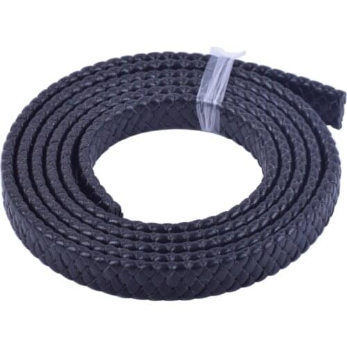 KONMAY 2 Yards Fold Flat Braided Real Leather Cord Straps For Jewelry Making---BRL10