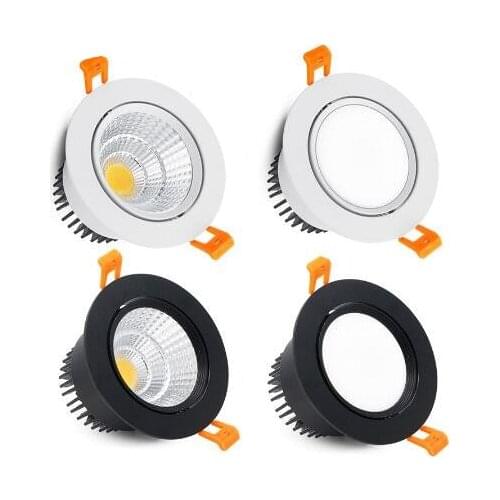 Round Dimmable Recessed LED Downlights 3W 5W 7W 9W 12W 15W COB LED Ceiling Lamp Spot Lights AC110-220V LED Lamp