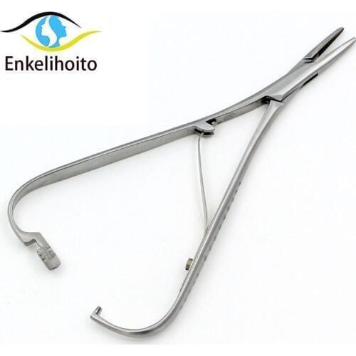 Stainless steel medical lock insert needle holder 14cm cosmetic plastic double eyelid surgery needle holder clamp needle