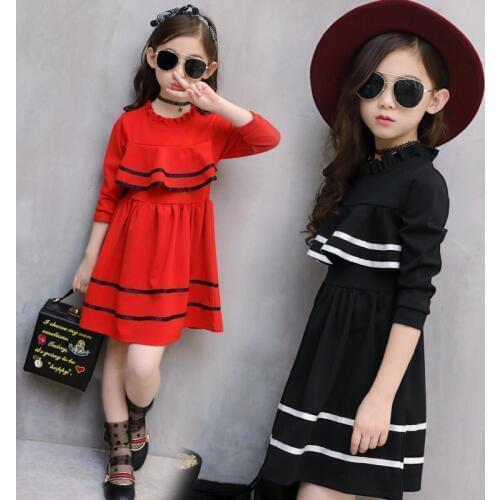 2020 Spring Fall Girls Fashion Tiered Dress Childrens Wear One Piece Female Kids Summer Ruffles Striped Princess Dresses X87