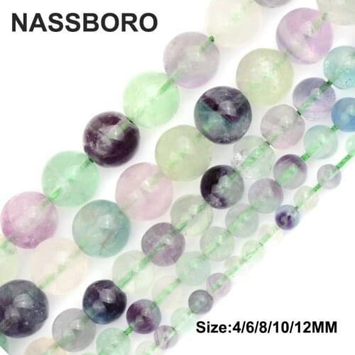 Fashion Fluorite Natural Stone Beads Round Charms Spacer Beads For Jewelry Making DIY Bead Bracelet Balls 6/8/10/12MM Wholesale