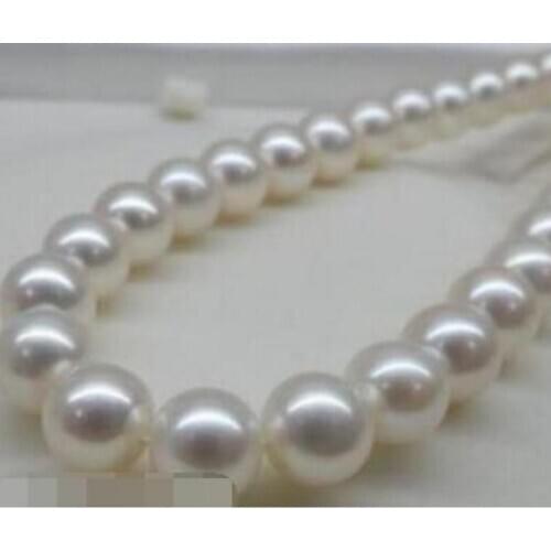Fashion jewelry HUGE AAA 11-12MM ROUND SOUTH SEA GENUINE WHITE PEARL NECKLACE 18"14K