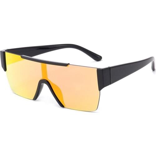 2021 Vintage One Piece Blue Mirror Sunglasses Men Rimless Flat Square Silver Shades Women New Fashion Gradient Sun Glasses