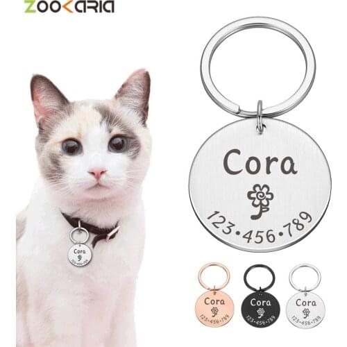 Personalized Pet ID Tag for Cat Dog DIY Pet ID Name Address for Cat Puppy Stainless Steel Keyring Dog Kitten Collar Tag Pendant
