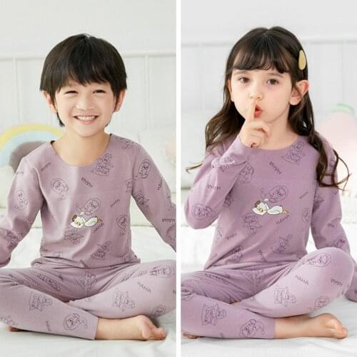 Cartoon Animal Boys Sleepwear Teens Girls Pajamas Sets Childrens Thermal Underwear Tops+Pants 2pcs 2021 Autumn Babys Pyjamas