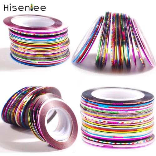 Hisenlee 1mm 10 Rolls Nail Striping Tape Decal DIY 3D Variety Nail Art Decorations Nail Line Foil DIY Beauty Nail Sticker