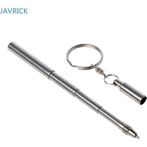 Portable Stainless Steel Telescopic Function Ballpoint Pen Metal Key Ring Stress Relief Keychain Tools