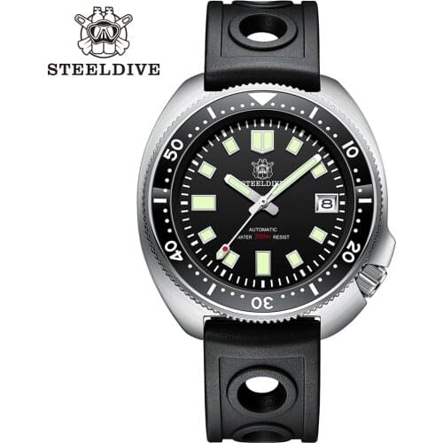 SD1970 STEELDIVE C3 Green Luminous Dial Japan NH35 Movement Mens Diving Watch Ceramic Bezel 316L Case 200M Waterproof Watch
