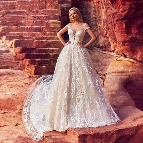 Vestido De Noiva Cap Sleeve Wedding Dress Backless Luxury Robe De Soiree De Mariage Appliques Tulle Suknia Slubna Bridal Gown