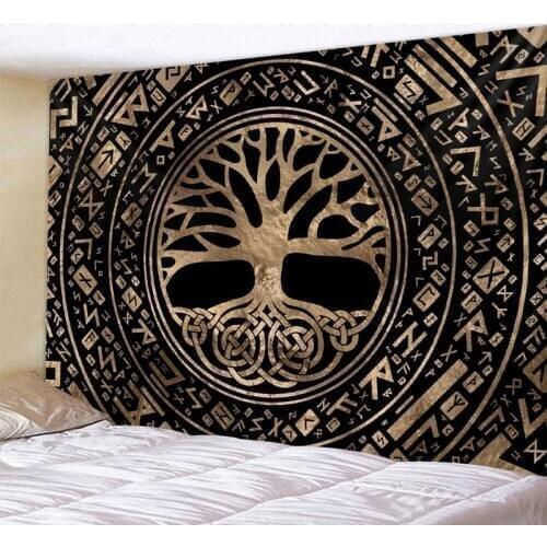 Mysterious symbol home decoration tapestry Mandala psychedelic scene wall tapestry Bohemian decorative bed sheet sofa blanket