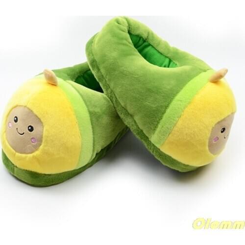 Women indoor Slippers Cartoon Avocado Slippers Lovers Warm Woman Slippers Avocado Plush Shoes Home House Slippers Children