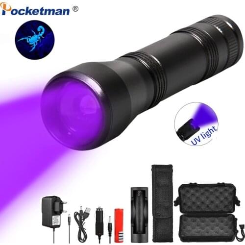 UV Flashlight 5 Modes Zoomable Function Torch Pet Urine Stains Detector Scorpion Mini UV Light use 18650 Battery UV Lamp