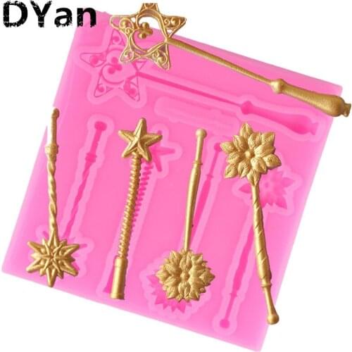 Fairy Magic Wand Cake Silicone Molds Baby Birthday Fondant Cake Decorating Tools Candy Clay Mold Chocolate Gumpaste Moulds A039