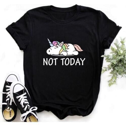 Womens Fashion Not Today T-Shirt Harajuku Kawaii Tshirt Lovely Cartoon Female Printed Casual T Shirt Cute Casual Tops,Drop Ship