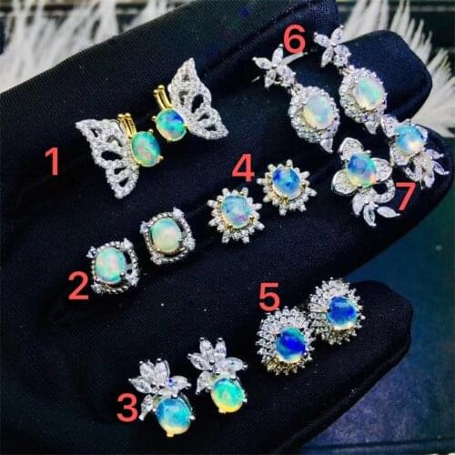 Fire Opal Earring Solid 925 Sterling Silver Natural Stone Earrings Women Fine Gem Jewelry