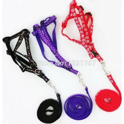 12pcs/ Lot HOT Selling Small Dog Pet Puppy Cat Adjustable Nylon Harness with Lead leash 3 Colors Free Shipping