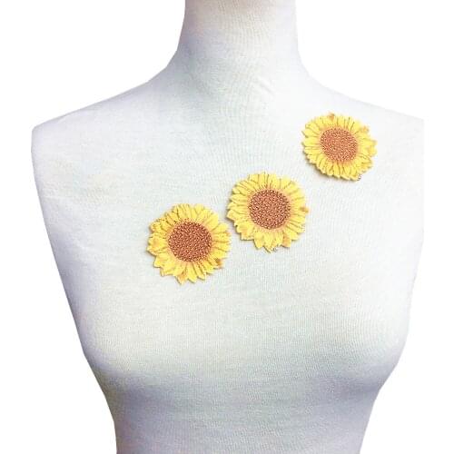 20pc Iron On Sunflower Embroidery Patch Flowers Patches Embroidered Flower Applique Patches For Clothing Parches Bordados AC1210