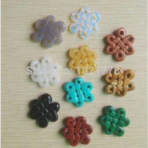 2016 Fashion Assorted Mixed natural stone chinese knot Charms pendants for making jewellery 10pcs/lot Wholesale free shipping