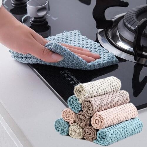 3/5/10PCS Efficient Microfiber Cleaning Cloth Anti-grease Wiping Rag Kitchen Absorbent Home Washing Dish Kitchen Cleaning Towel