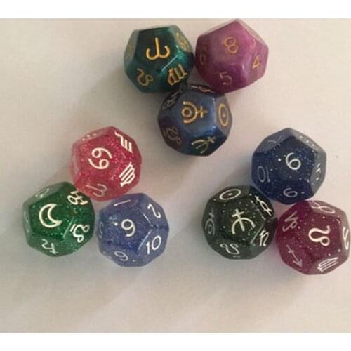 3Pcs/set Creative Dice 12-Sided Astrology Zodiac Signs Dice For Constellation Divination Dice Toys Entertainment Board Game Dice