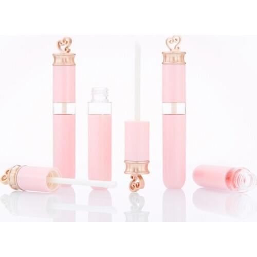 5ML Lip Gloss Tube Pink Heart Lipstick Tube Empty Tube Packaging Material Lip Honey Refillable Cosmetics Container