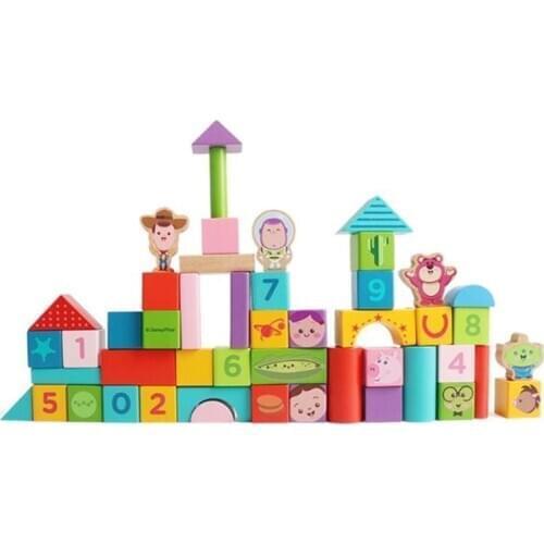 50pcs Disney Toy Story Theme Wooden Puzzle Blocks Educational Toys For Kids