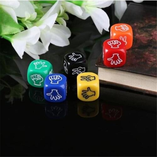 6pcs 6 Kids Board Game Toys Bar Party Game Dice Set Sided Dice D6 Dices Rock Paper Scissors Dice Prop