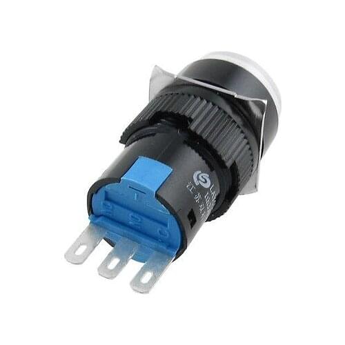 AC 250V 3 Pin Latching Type White Cap Round Push Button Switch