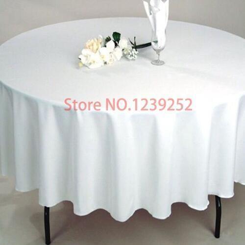 Free Ship Via DHL / Fedex / UPS/ TNT 5PCS White Round 200cm Polyster Tablecloth Banquet Wedding Party Decoration Table Cloth